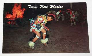 Postcard Stagecoach Park Taos NM Indian War Dance  