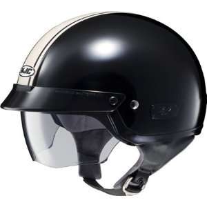   HJC IS 2 Schade Half DOT Motorcycle Helmet Black W/Stripe Automotive