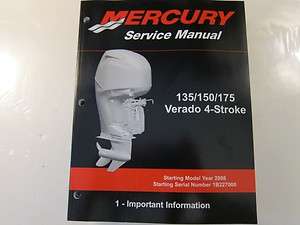Mercury 135 150 175 Verado 4 Stroke 2006 Outboard Service Manual More 