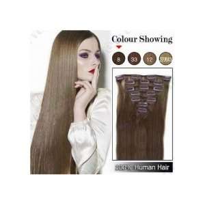   Pc Straight Medium Light Brown Color 08 Remy Tape in Hair Extensions