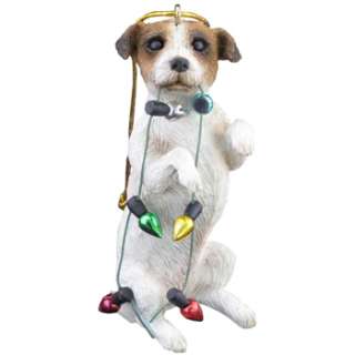 CHRISTMAS XMAS ORNAMENT JACK RUSSELL TERRIER DOG STATUE FIGURINE 