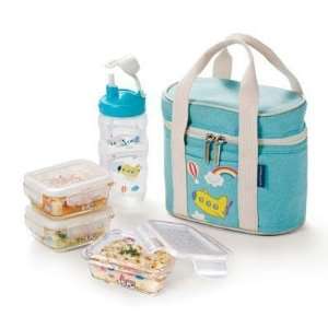  Lock And Lock LLG411S3B Glass Baby Lunch Box Set Blue 