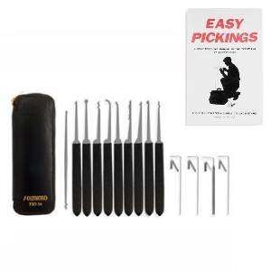 14 Piece Lock Pick Kit with Leather Case and Easy Pickings Instruction 