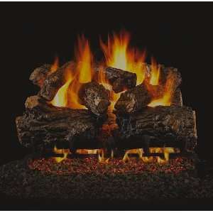   Rustic Oak Vented Gas Log Sets with Burner Natural Gas 18 Millivolt