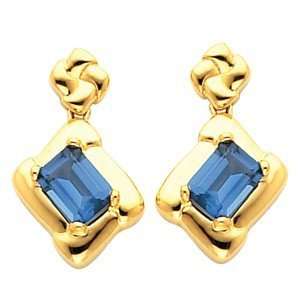  14K Yellow Gold London Blue Topaz Earrings Jewelry