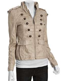 Miss Sixty light beige faux leather military zip jacket   up 