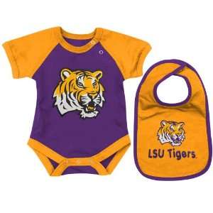  LSU Tigers Infant Derby Creeper & Bib Set   Gold/Purple 