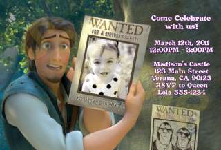 Disney Tangled   Rapunzel Birthday Party Invitations  