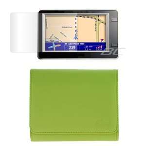  Green Leather Pouch Cover Case + LCD Screen Protector for Magellan 