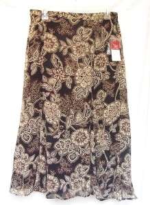 JM Collection Black Floral Long Fully Lined Skirt Size 10 New with 