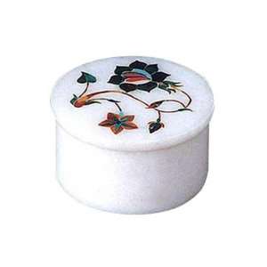  Round Floral Marble Inlay Box: Home & Kitchen