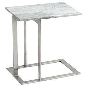   Living   Dell Marble Side Table   White & Brown Top
