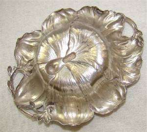ORCHID ANTIQUE STERLING SILVER PIN TRAY BOWL OPEN SALT CELLAR DISH 