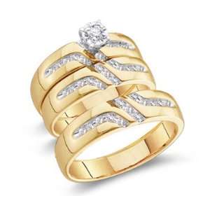  Diamond Wedding Rings Bands Bridal Set 14k Yellow Gold Men 