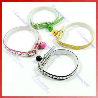 1pcs Dazzling Pet Leather Drill Collar with Bells Band  