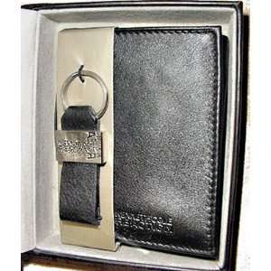   Mens Leather Trifold Wallet & Key Ring Gift Set in Keepsake box