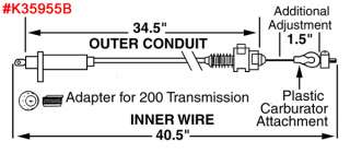 GM Turbo 350 OEM Style TV Detent Cable Teckpak K35955B  