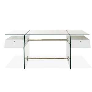  Contemporary Glass Top Modern Office Home Wood Desk, #SH 