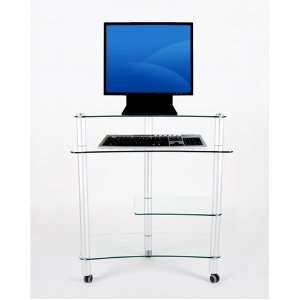  Compact Clear Tempered Glass Modern Computer Desk with 