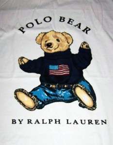   LAUREN POLO Junior Bear American Flag XL White Beach Towel NWT  