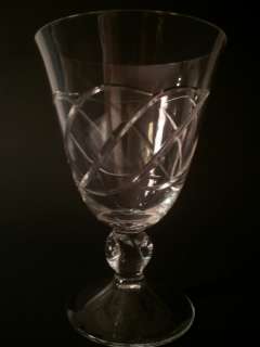 Daum Nancy Crystal Wine or Water Goblet Etched Intertwined Swirls 