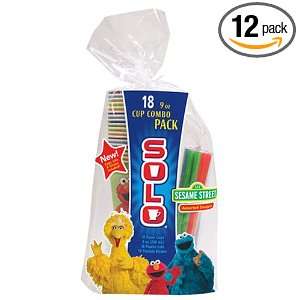  Solo 9 Ounce Sesame Street Paper Combo Pack (Cups, Lids, & Straws 