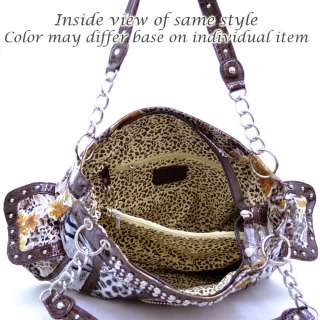 Animal & flower print rhinestone cross sign shoulder handbag   Multi 