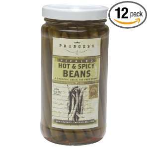 Princess Hot & Spicy Pickled Beans, 12 Ounce Jars (Pack of 12)  