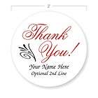 100 Elegant Red Script Thank You Stickers Personalized (2 Dia. / 2 