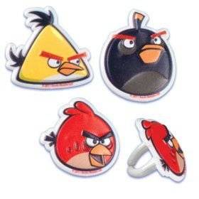 Angry Birds Cupcake Rings   Birthday Party Favors   12ct