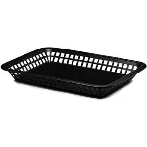 Black Tablecraft 1079 Rectangular Plastic Fast Food Basket 12 / Pack 