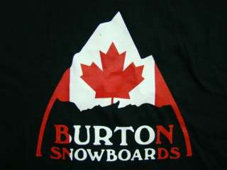BURTON SNOWBOARDS T SHIRT, BLACK CANADA TEE, MENS LARGE  