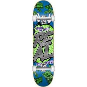  Real Gimme Tha Loot Complete Skateboard   8.0 Blue W/Raw 