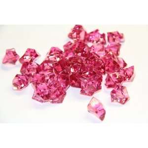  2 Pounds of Rose Red Acrylic Ice Rock Vase Gems or Table 