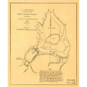  Civil War Map Sketch of Fort De Russy, Louisiana Surveyed 