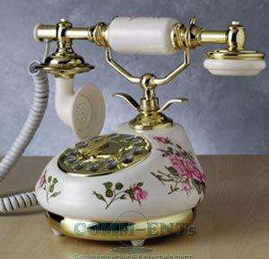  Eagle Pink 8917 Floral Corded Antique Porcelain French Telephone Phone