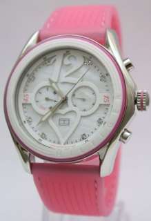 New Tommy Hilfiger MultiFunction Women Pink Rubber Band Pearl Watch 