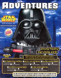 Star Wars Burger King DARTH VADER EPIII ROTS MIP RARE  