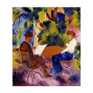  At The Garden Table by Auguste Macke. size 23 inches width 