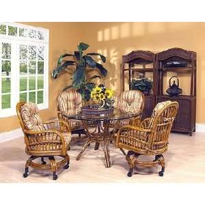  Antigua Rattan Game Set   5 Pieces (4 arm Chairs and Round 