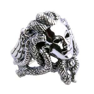 Greek Goddess Medusa Ring Snake Head Design Mens Jewelry Apparel Size 