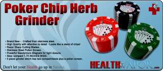 Poker Chip Herb Grinder 3 Piece Metal $25 Dollar GREEN  