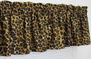 Leopard Print Valance Window Curtain Brown NEW cheetah  