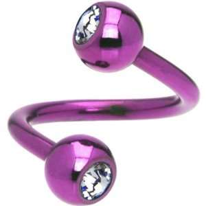   Purple Crystal Swarovski Anodized Titanium Spiral Belly Ring: Jewelry