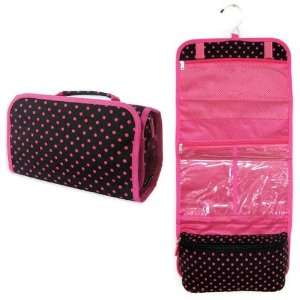   Pink Polka Dot Hanging Travel Toiletry Cosmetic Bag Beauty
