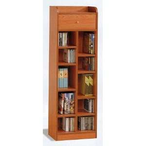  Oak Finish Wood Shelf Multimedia Organizer CD / DVD Rack w 
