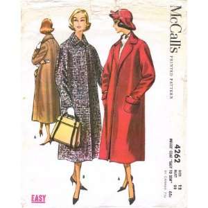  McCalls 4262 Vintage Sewing Pattern Misses Clutch Coat 