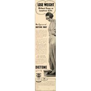  1937 Ad Dietene Weight Loss Product Drink Meal 15 oz 