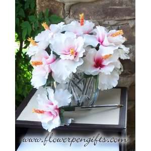 Flower Pens White Hibiscus with Pink Centers  Grocery 